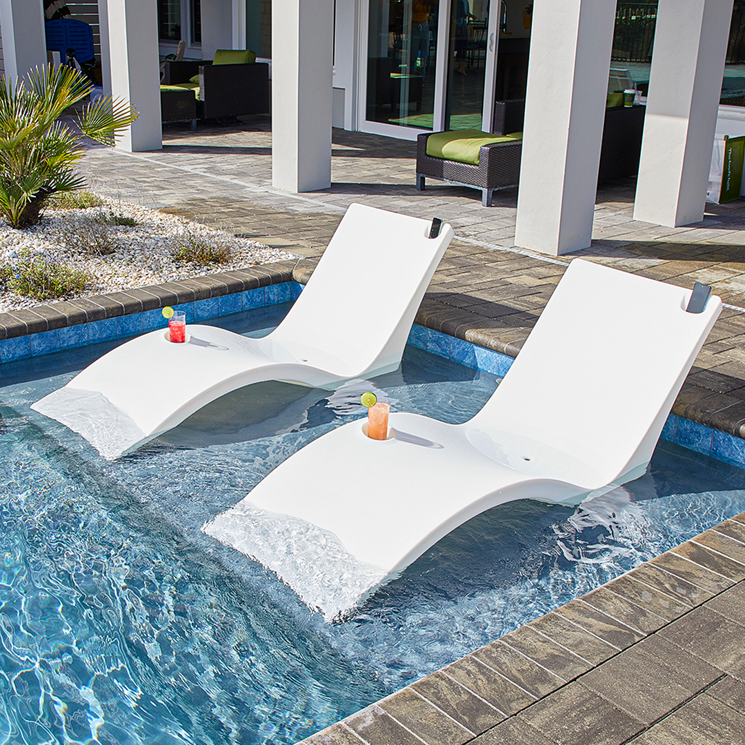 In-Pool Tanning Ledge Lounge Chairs, Tables, Loungers and Floats