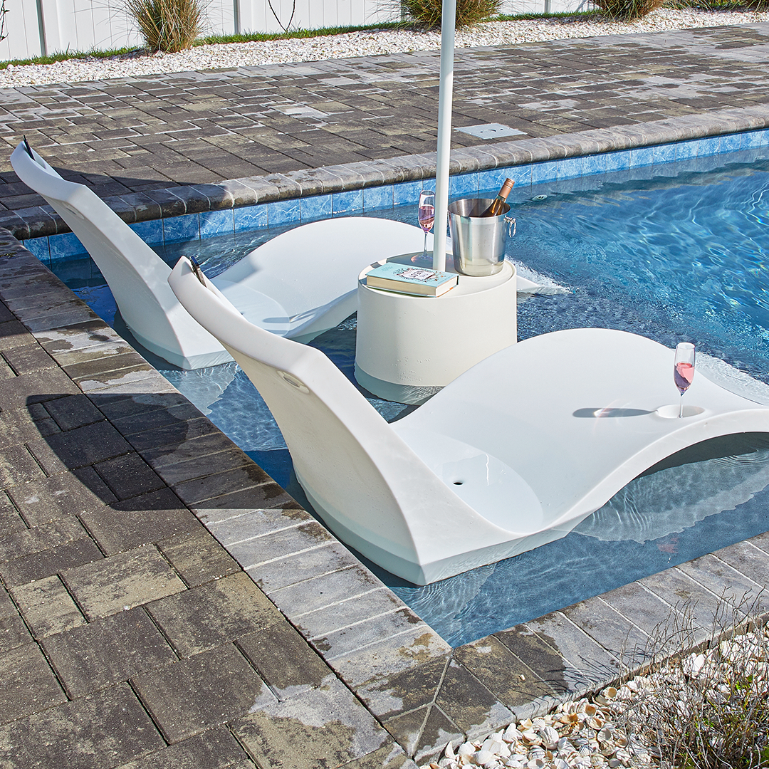 Kai Shelf Lounger Deep Water Set of Two Chairs 9 to 16 inches of water