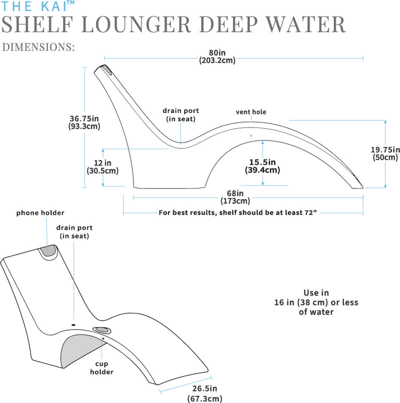 Kai Shelf Lounger Deep Water Set of Two Chairs (9 to 16 inches of wa